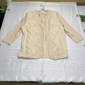 Che Studio Three Piece Skirt Suit Set in Champagne with Embroidered! Size 18!
